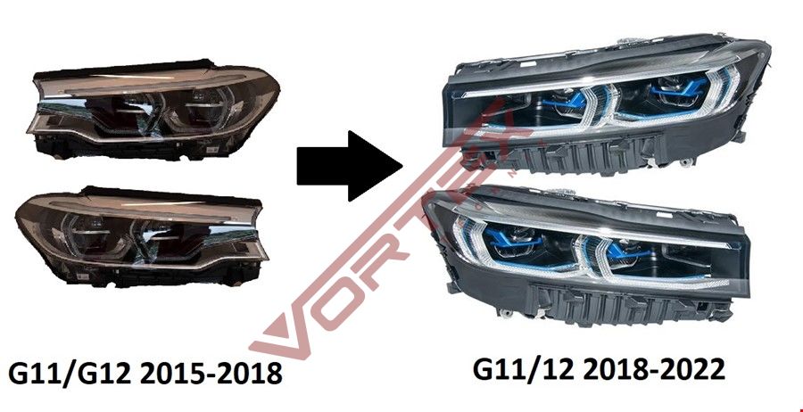 BMW 7 Serisi G11 G12 2015-2018 için Facelift 2019-2022 Lazer Far Dönüşüm Seti