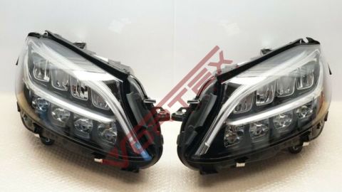 Mercedes C-Serisi W205 2014-2018 için Facelift 2019-2021 Matrix Led Far Dönüşüm Seti