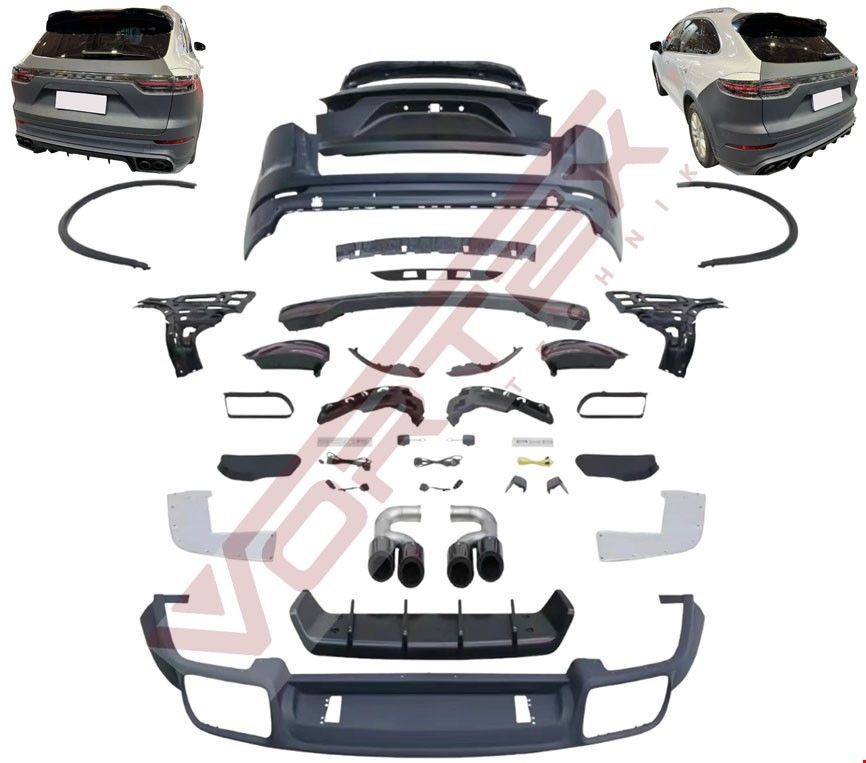 Porsche Cayenne (958.1) 2011-2015 Yeni (9Y0) 2018-2022 Turbo Dönüşüm Seti Arka Tampon