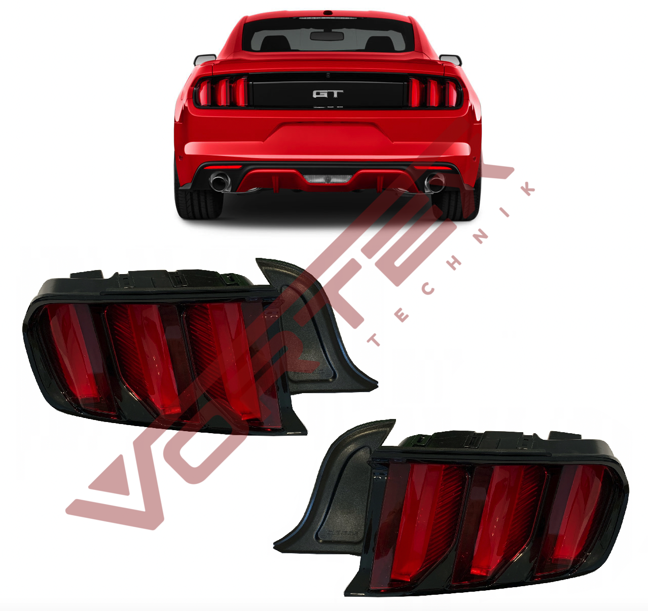 Ford Mustang 2015-2017 OEM Amerikan Versiyon Kırmızı Stop Takımı