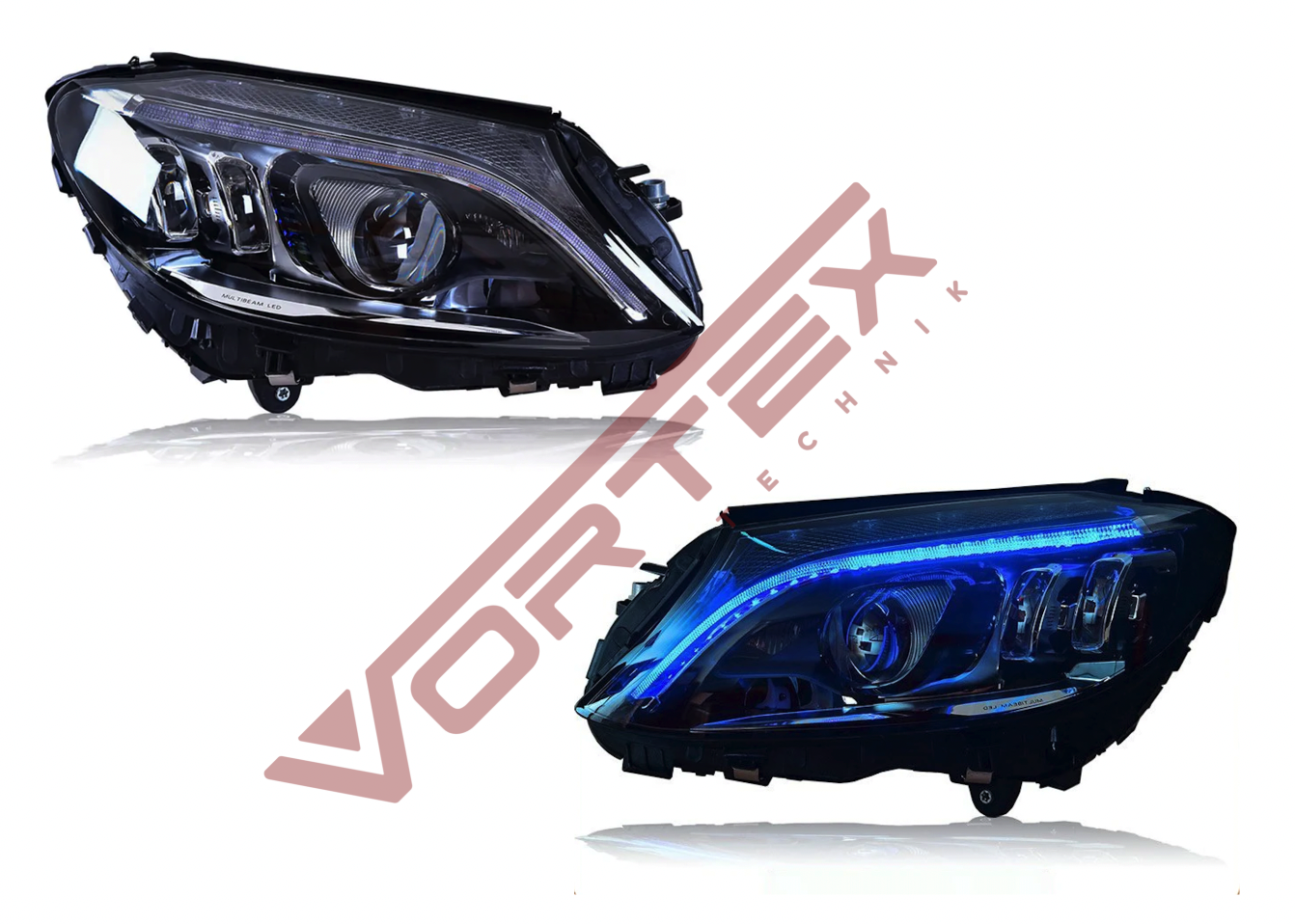 Mercedes C-Serisi W205 2014-2018 Led farlı araçlar için Facelift 2019-2021 Multibeam Led Far Dönüşüm Seti