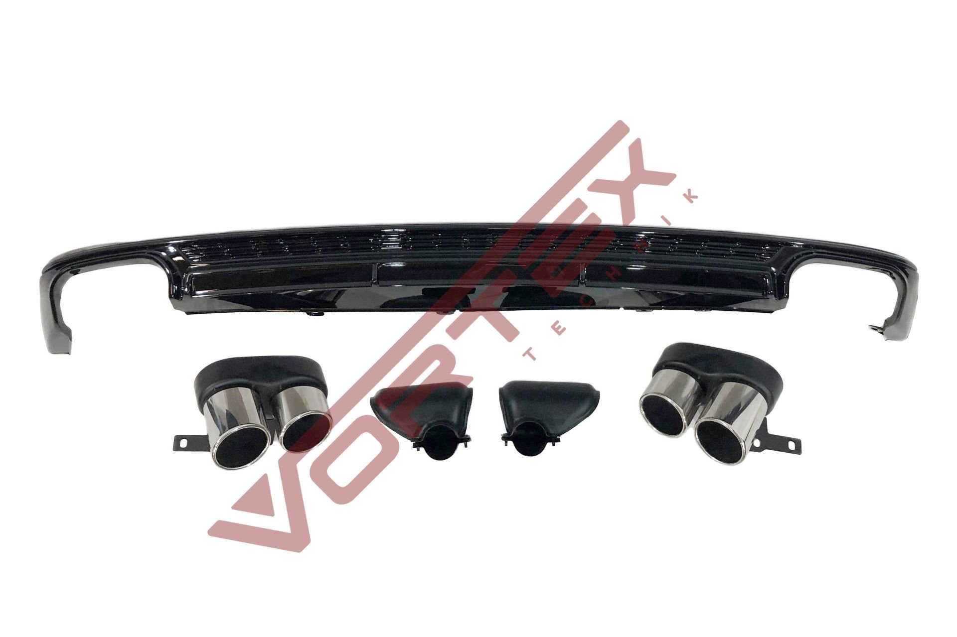 Audi A6 C8 2020-2024 S6 Arka Difüzör Seti (Krom Detay)