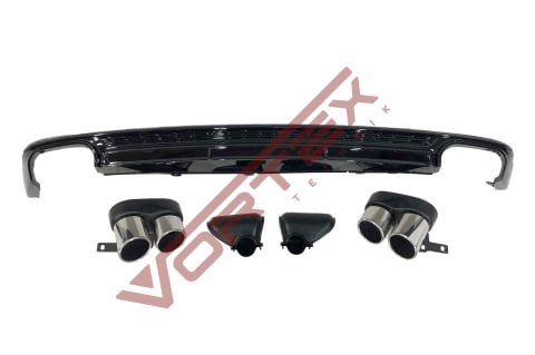 Audi A6 C8 2020-2024 S6 Arka Difüzör Seti (Krom Detay)