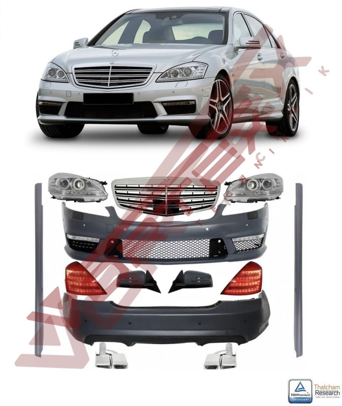 Mercedes S-Serisi W221 2006-2010 için Facelift 2010-2012 S65 AMG Dönüşüm Seti