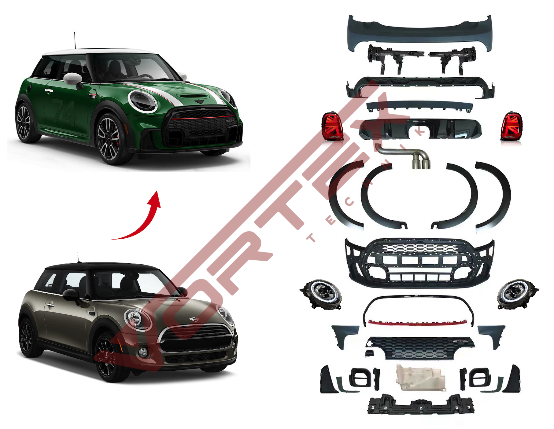 MINI F55 2014-2018 için Facelift F55 LCI 2021- JCW Dönüşüm Seti